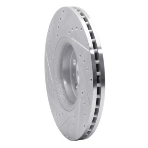 Volvo XC90 Brake Rotor (1) - Front Right - R1 Concepts - Drilled & Slotted - Silver - `03-`09